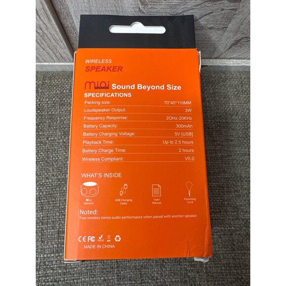 Mini Wireless Speaker 3W 300mAh Rechargeable Compact Design Home Outdoors Work - Picture 2 of 5